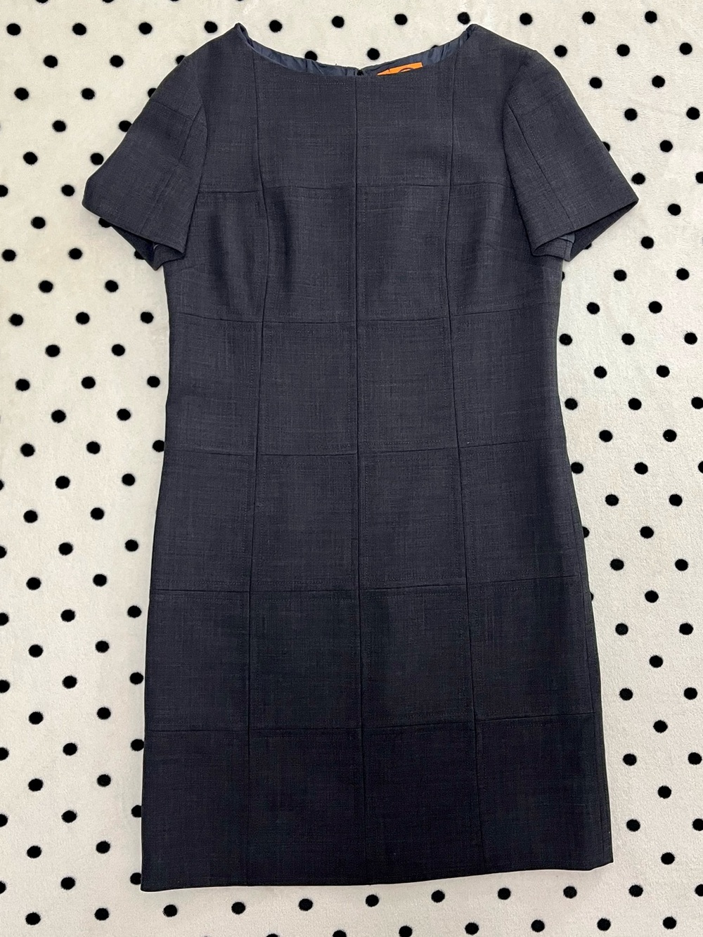Tory Burch Grey Grid Pattern Short Sleeve A-Line Shift Dress Size 8